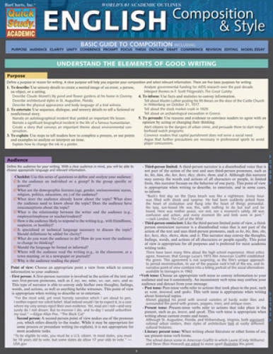 English Composition & Style (Quick Study Academic) - Pamphlet - GOOD