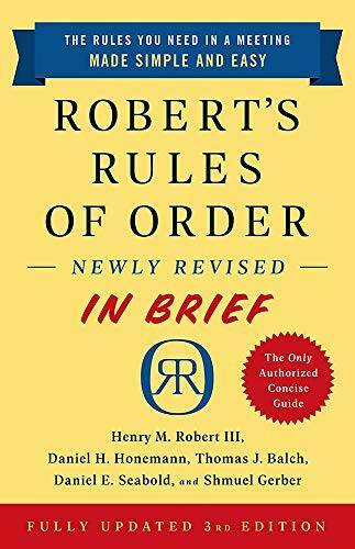 Roberts Rules of Order Newly Revised In Brief, 3rd edition - VERY GOOD