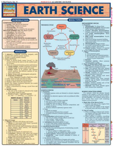 Earth Science (Quickstudy: Academic) - Pamphlet By BarCharts, Inc. - VERY GOOD