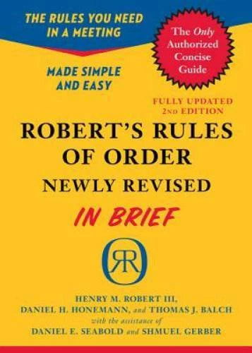 Robert's Rules of Order Newly Revised In Brief, 2nd edition (Roberts Rule - GOOD