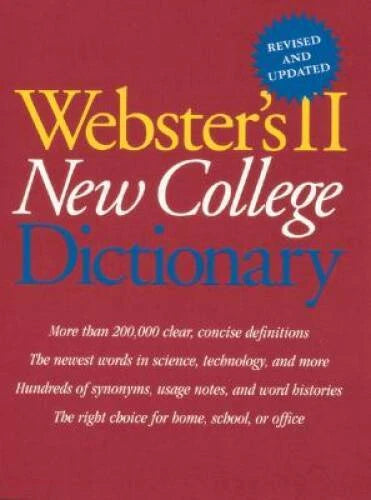 Websters II New College Dictionary - Hardcover - GOOD