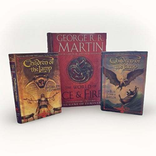 3 Book Lot / The World of Fire & Ice by G. Martin &  Children of the Lamp, Kerr